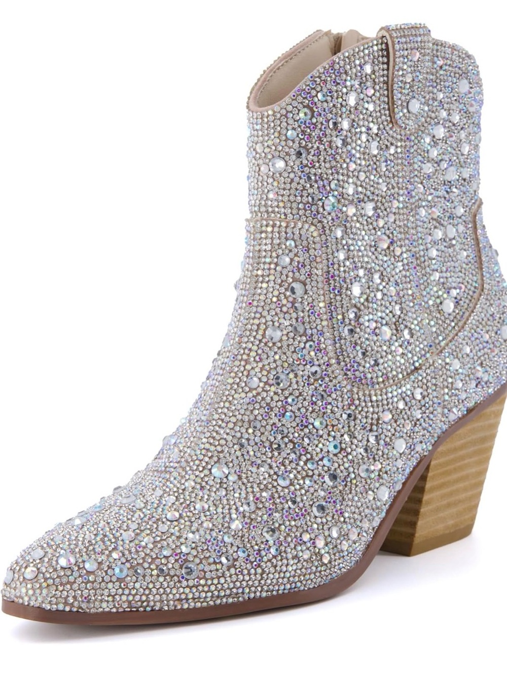 Sparkly Silver Cowgirl Ankle Booties for Women